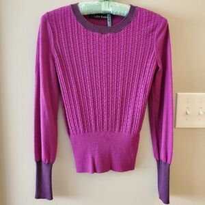 Lida Baday Silk Cashmere Italy Vibrant Magenta Plum Fine Sweater  XS?